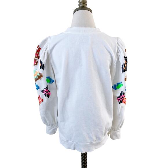 Essentiel Antwerp White Cotton Sweatshirt w Multicolor Sequin Detail Size Small - Picture 5 of 13